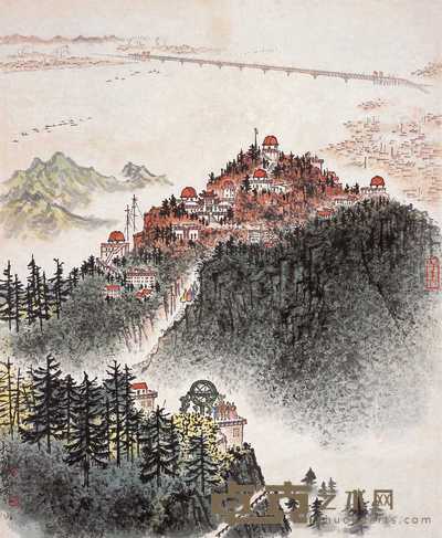 陈大羽 范保文 钟山朝辉 立轴 102×82.5cm